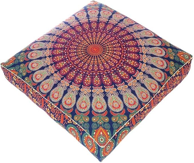 Mandala Floor Pillow Cover Meditation Cushion Seating Throw Hippie Round by EyesofIndia