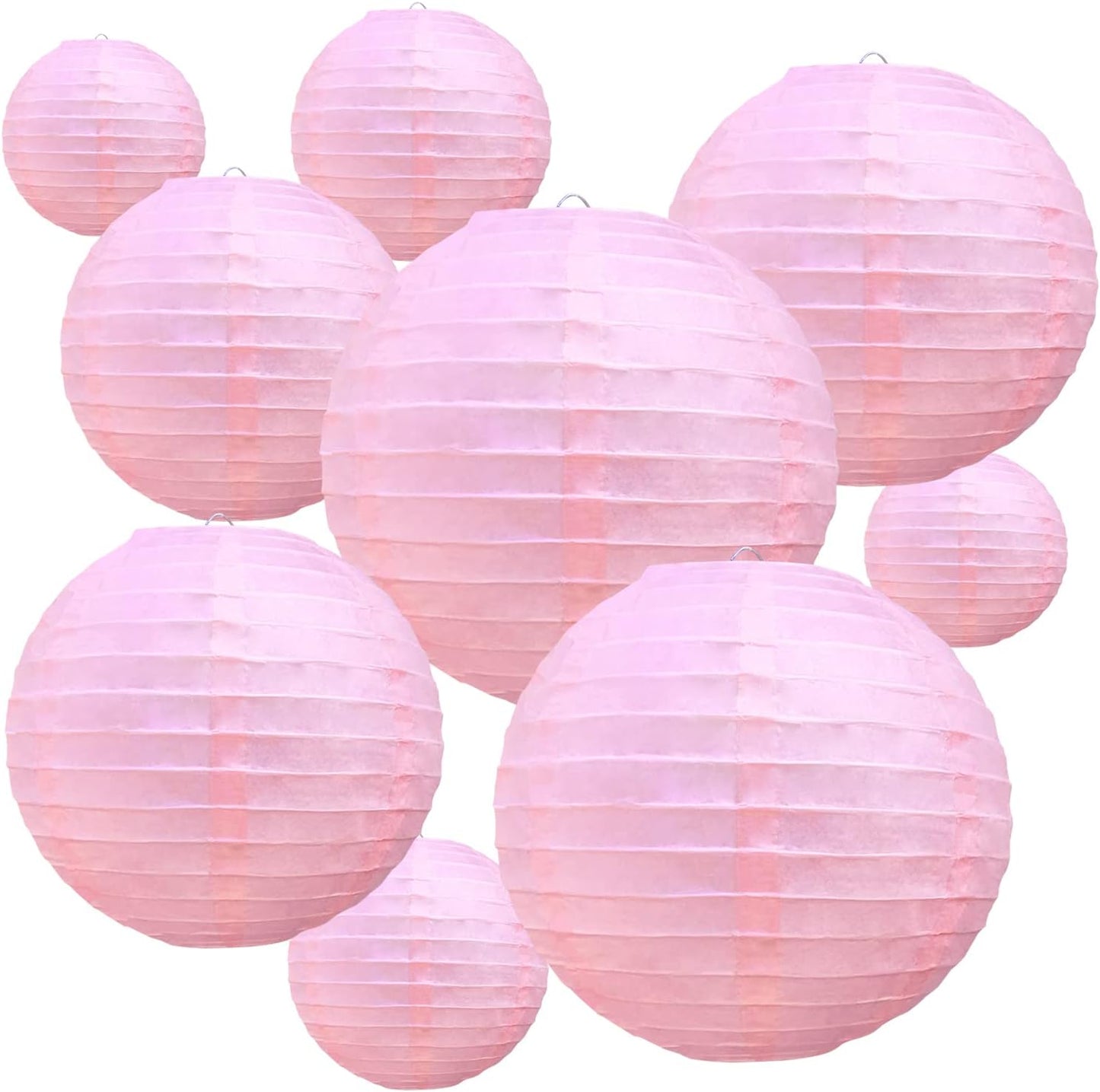 BEISHIDA Pink Round Paper Lanterns Hanging Decorative Chinese Paper Lanterns Lamp for Valentine Birthday Wedding Party Decoration and Baby Bridal Shower（10 Packs）