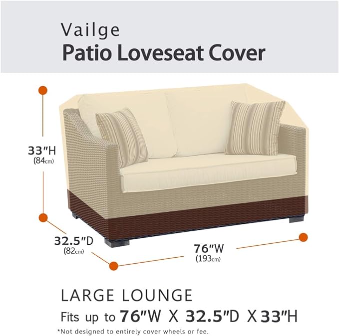 Vailge 2-Seater Heavy Duty Patio Bench Loveseat Cover, 100% Waterproof Outdoor - Image 2