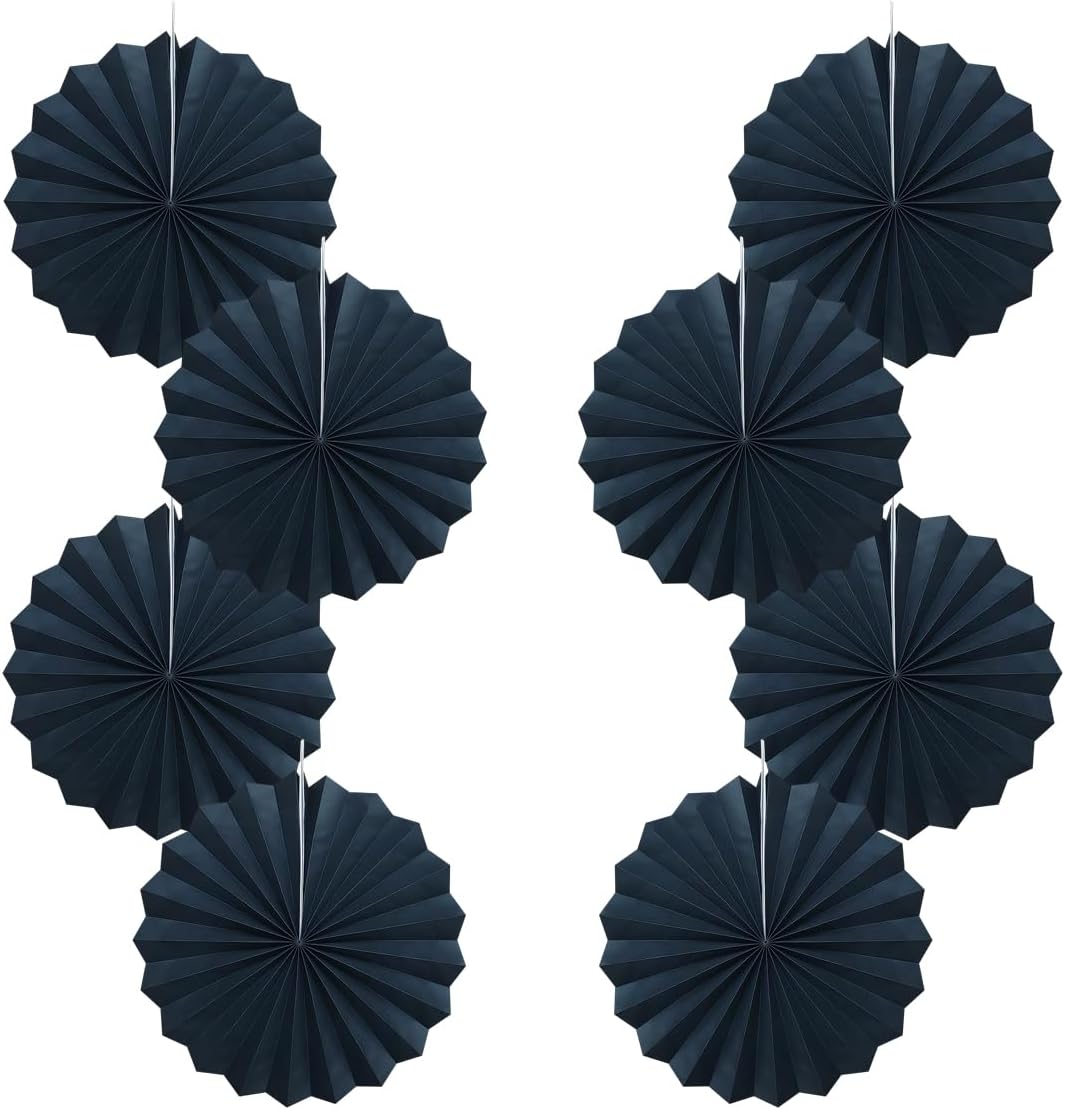 Black Party Decorations,Halloween Decor Events Accessories,Black Birthday Decorations,Anniversary Decorations for Party,Birthday Decorations for Men 12in Hanging Paper Fans 30 Color DIY Set(Black)