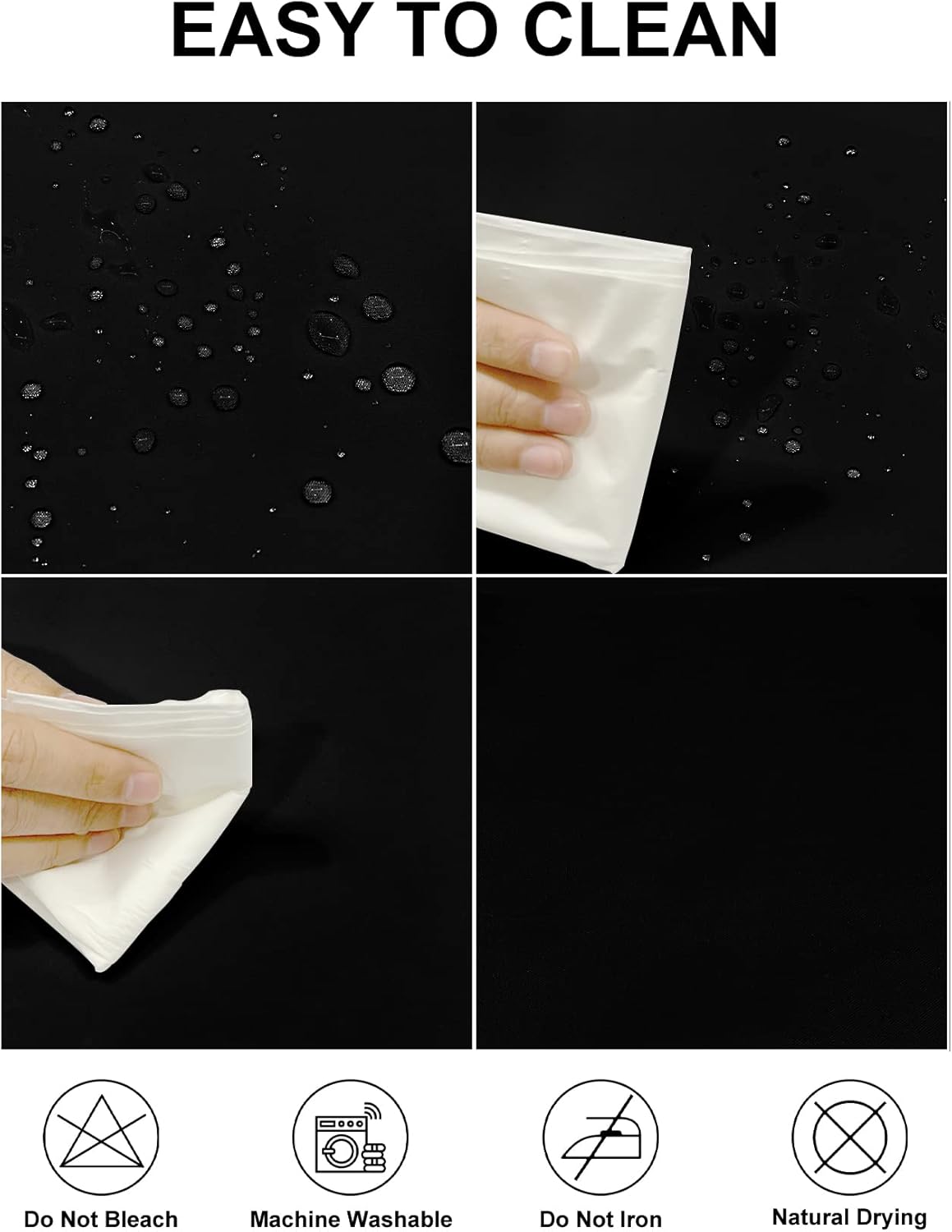 Fokitut 12 Pack Waterproof Round Tablecloth, 70 Inch, Stain Resistant and Wrinkle Polyester Table Cloth, Fabric Table Cover for Kitchen Dining, Wedding, Party, Holiday Dinner-Black