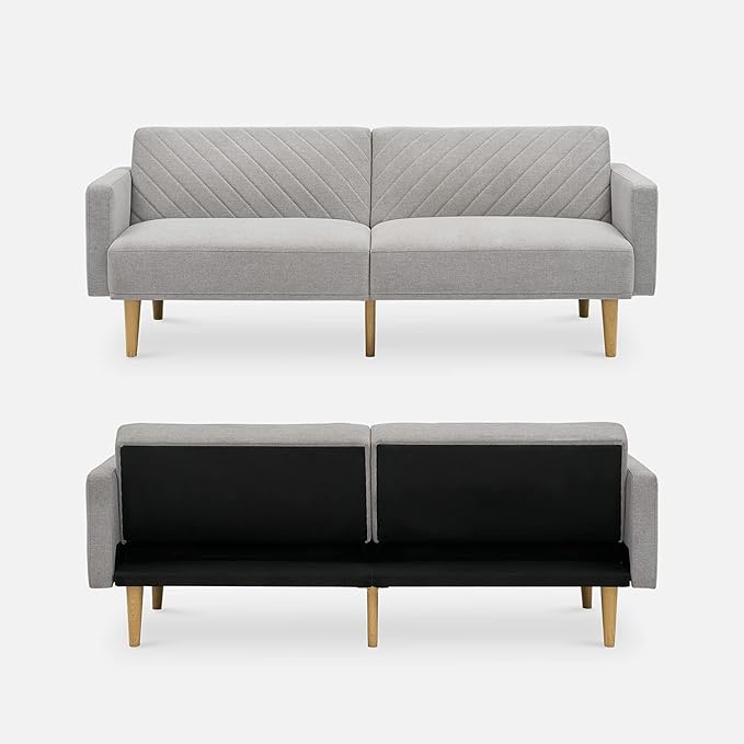 mopio 76.4" Futon Sofa Bed, Sleeper Sofa, Mid Century Modern Futon Couch - Image 7
