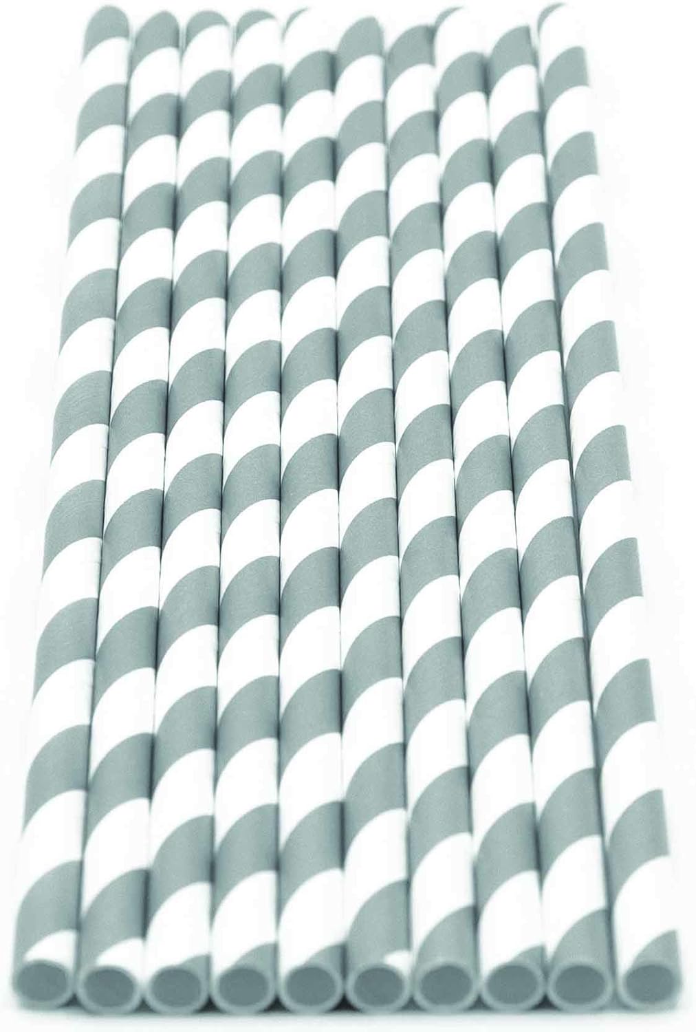 Pack of 150 Gray Swirls Biodegradable 4-Ply Paper Drinking Straws (Compostable, Non-toxic, BPA-free)