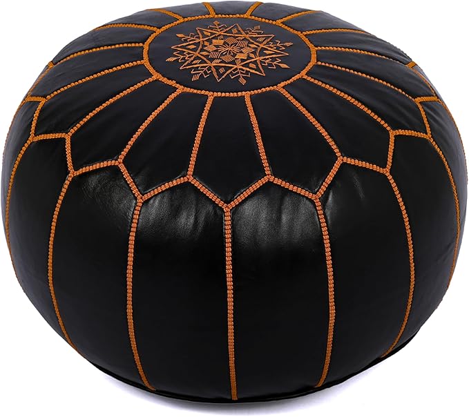 Marrakesh Gallery Genuine Leather Round Pouf Unstuffed by MarrakeshGallery