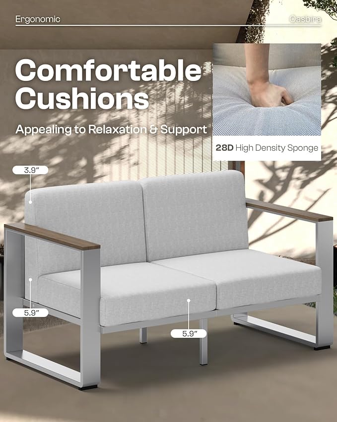 Outdoor Patio Furniture Set, 5 Seats Aluminum Patio Conversation Sets - Image 2