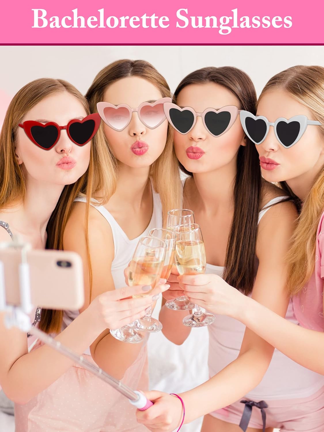 Flutesan 12 Pack Bachelorette Sunglasses Bride Bridesmaid Heart Shaped Sunglasses Women Eyeglasses for Party