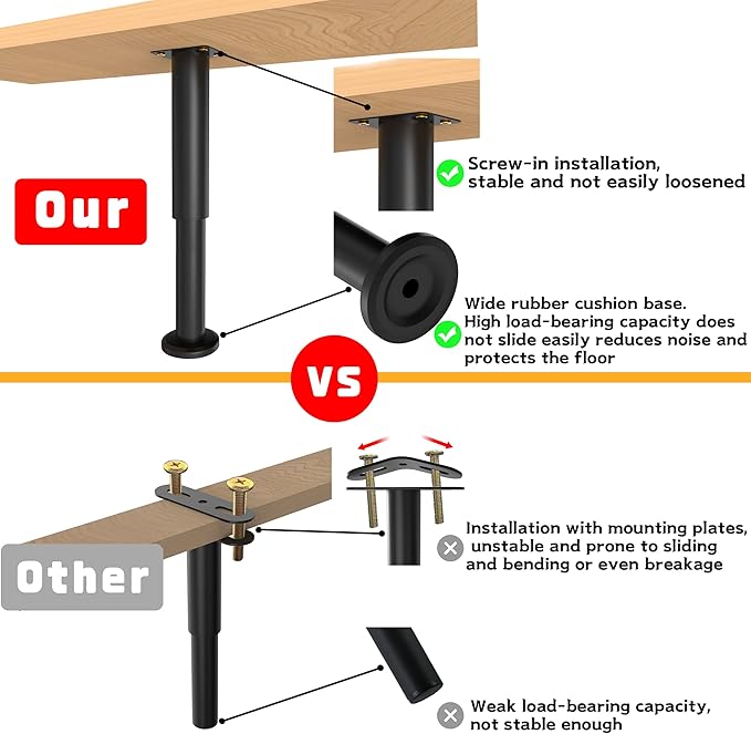Wlrrcwdttc 4 Pcs Adjustable Height Bed Support Legs - Image 4