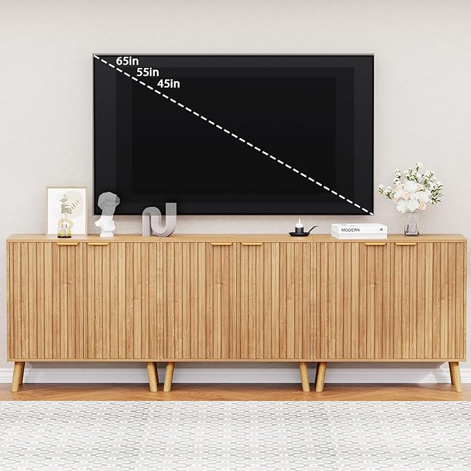 Fluted Storage Cabinet, Buffet Cabinet Sideboard, Modern Accent Cabinet Console - Image 5