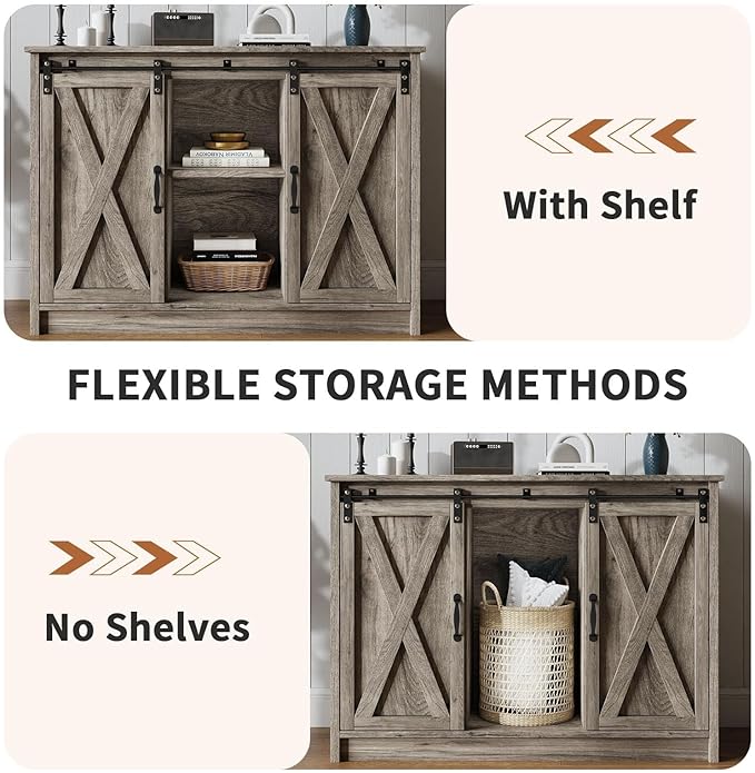 4 EVER WINNER 42" Farmhouse Coffee Bar, Buffet Cabinet - Image 4