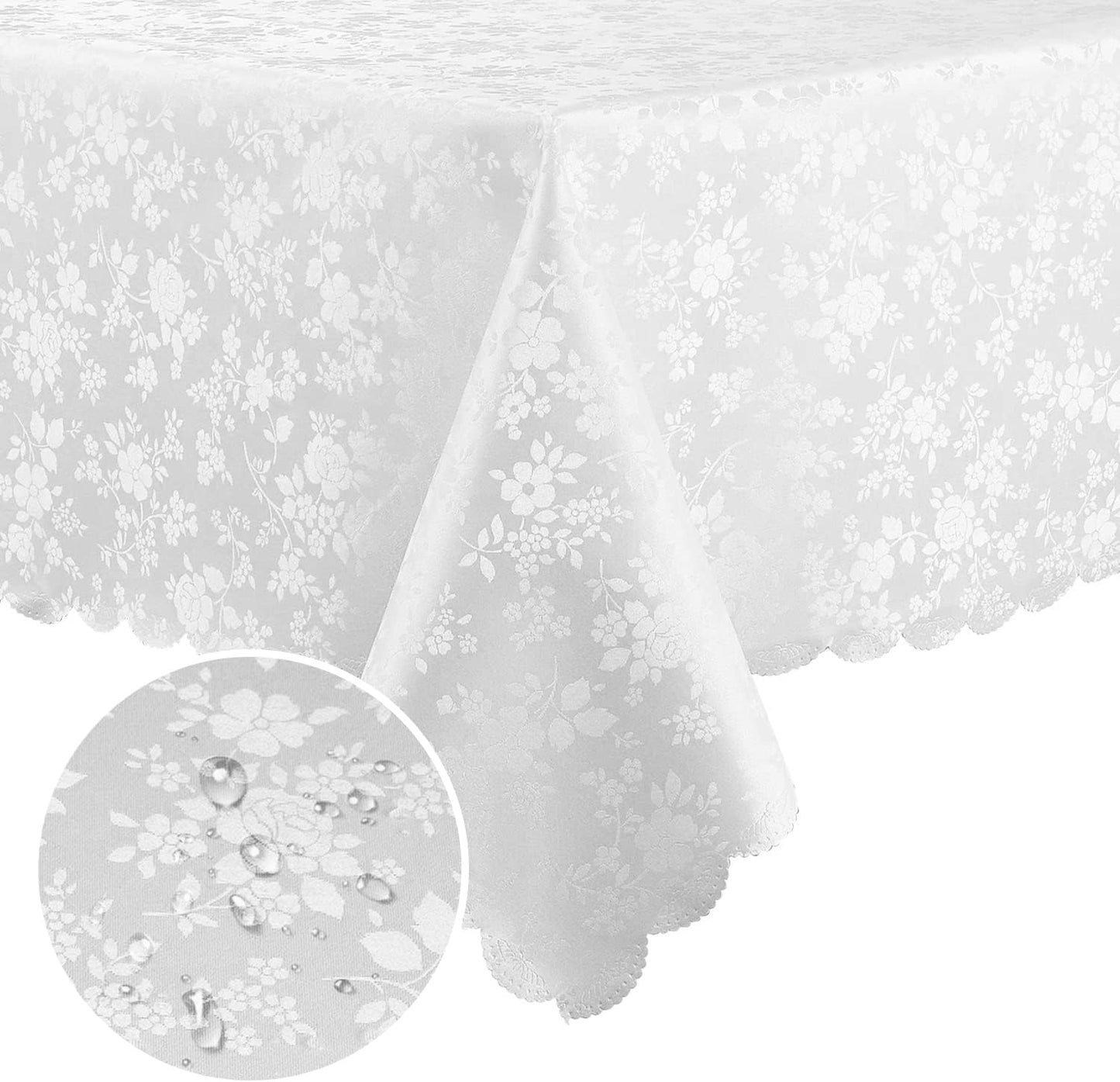Smiry Rectangle Table Cloth, Waterproof Heavy Duty Vinyl Tablecloths, Wipeable Washable Table Cover for Kitchen and Dining Room (White, 60" X 120")