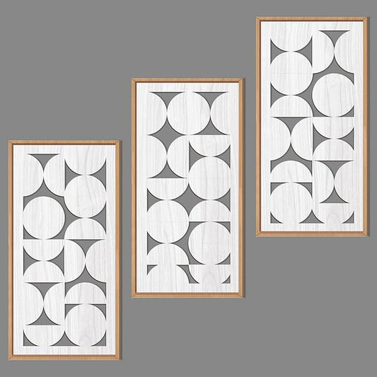 IARTTOP White Abstract Wood Wall Art Framed 8x16 Inch Set of 3 Modern by IARTTOP