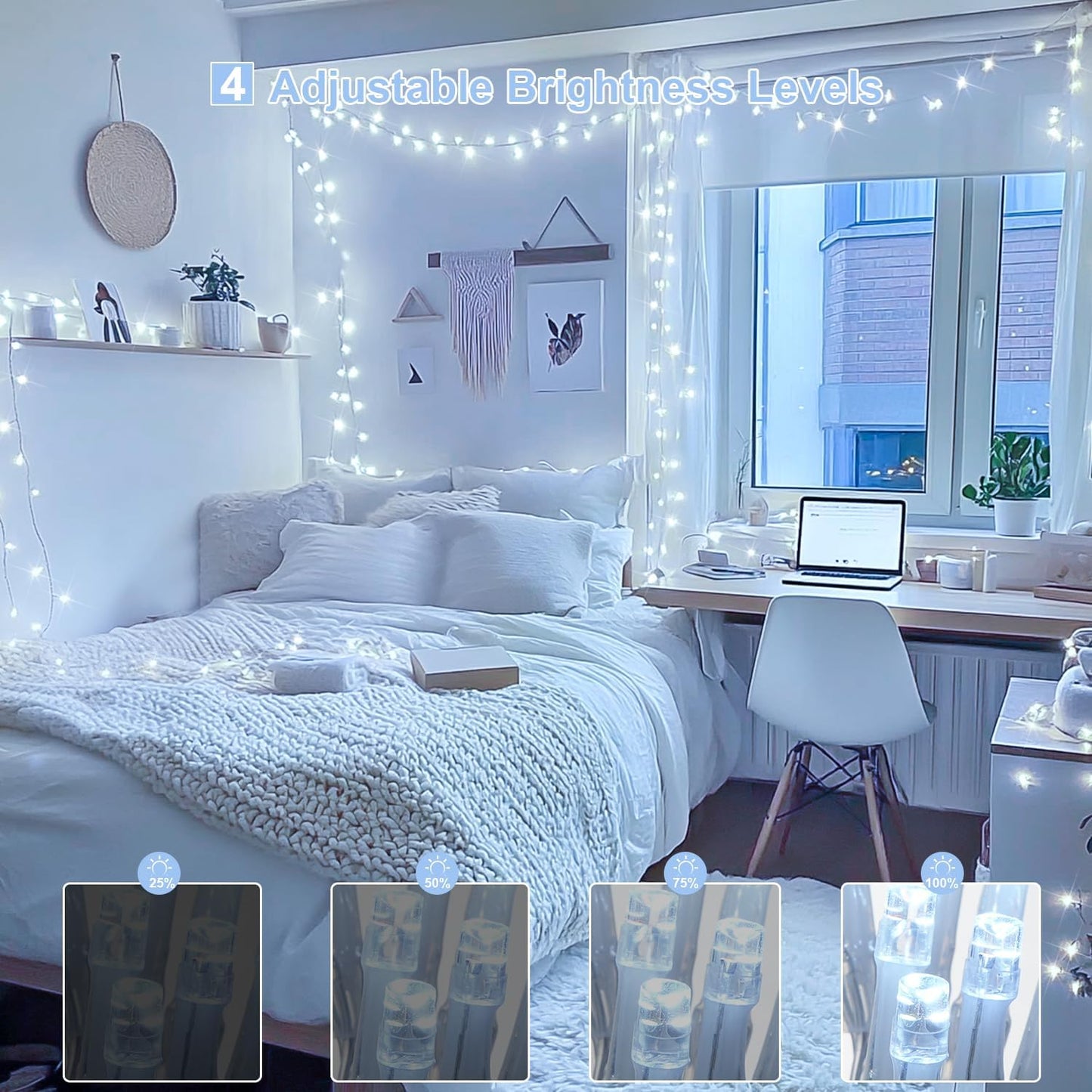 JMEXSUSS 800 LED White Christmas String Lights Outdoor, String Twinkle Lights Clear Wire Plug in for Tree Christmas Room Wedding Outside Decorations