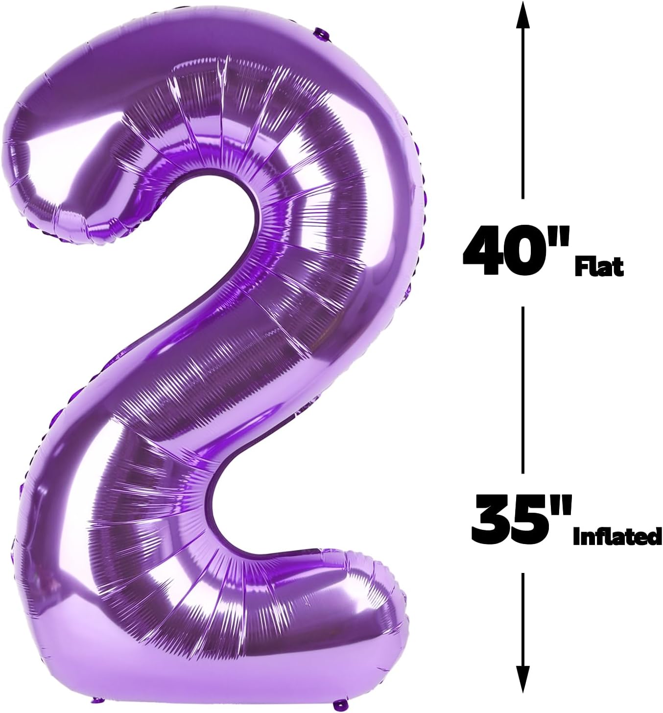 40 Inch Big Purple Number 2 Balloon Birthday Decoration, Number 2 Helium Balloon 12 20 22 23 24 26 28 32 42 Celebration, Boy Girl Baby Anniversary Party Graduations Supplies Decorations