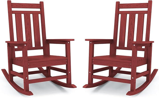 KINGYES Oversized Outdoor Rocking Chair Set of 2, All-Weather Patio Rocking by KINGYES