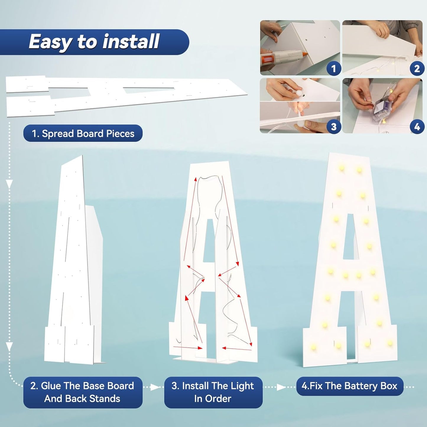 4FT Marquee Light Up Letters - Large Marquee Letters 4 Feet Tall for Birthday Party Decorations, Big Letter for Wedding Event Marry Me Baby Shower Bridal Shower, Letter C