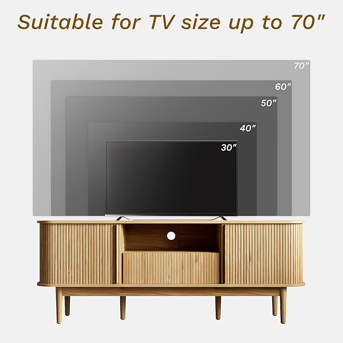 MAISONARIA 63" Tambour TV Stand, Fluted TV Stand - Image 5