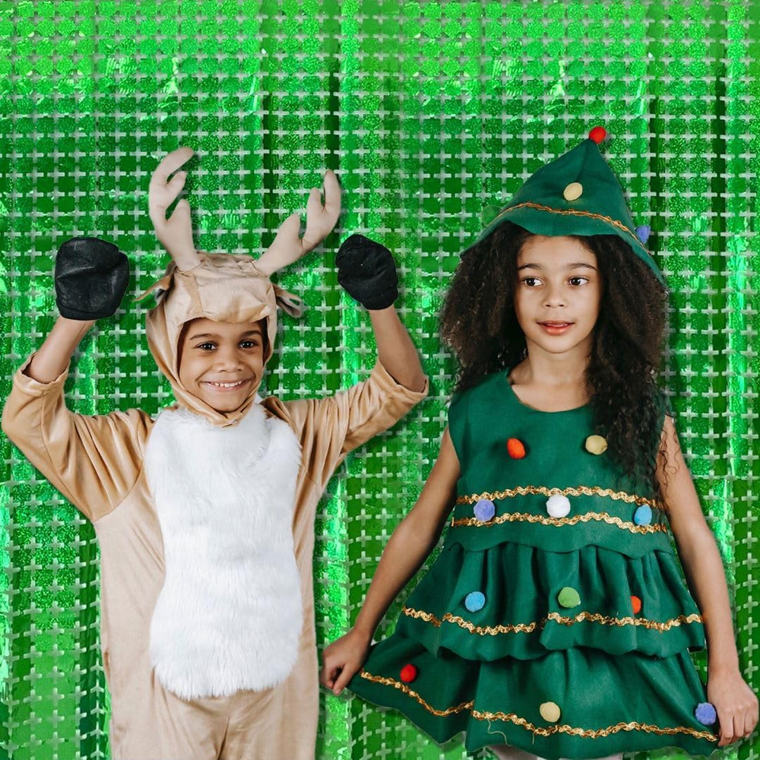 Green Streamers Tinsel Backdrop, Green Foil Fringe Curtain, Birthday Party Decorations, Christmas Decorations, Dinosaur Party Decor, Jungle Theme Decorations, Football Decorations for Party