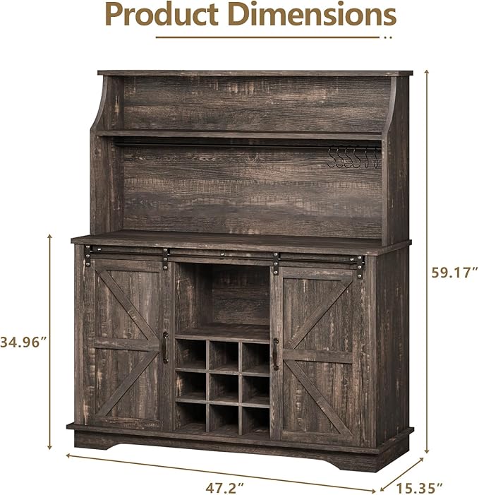 REVOMINCA 47 Inch Farmhouse Coffee Bar Cabinet - Image 2