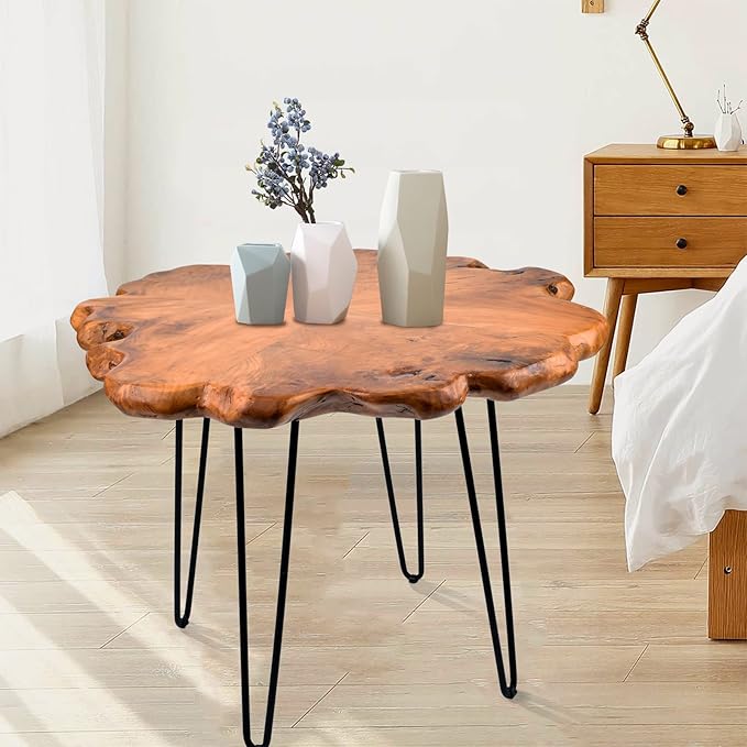 27.5 Inch Live Edge Side Table, Wood Freeform Small End Table - Image 6