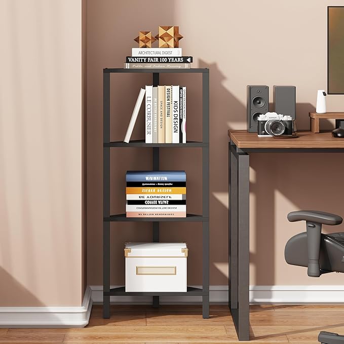 TUTOTAK Corner Shelf, 4-Tier Corner Bookshelf - Image 4