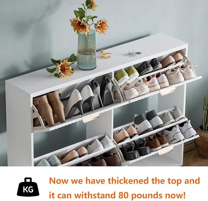 Shoe Cabinet Storage, Modern Freestanding Organizer - Image 4