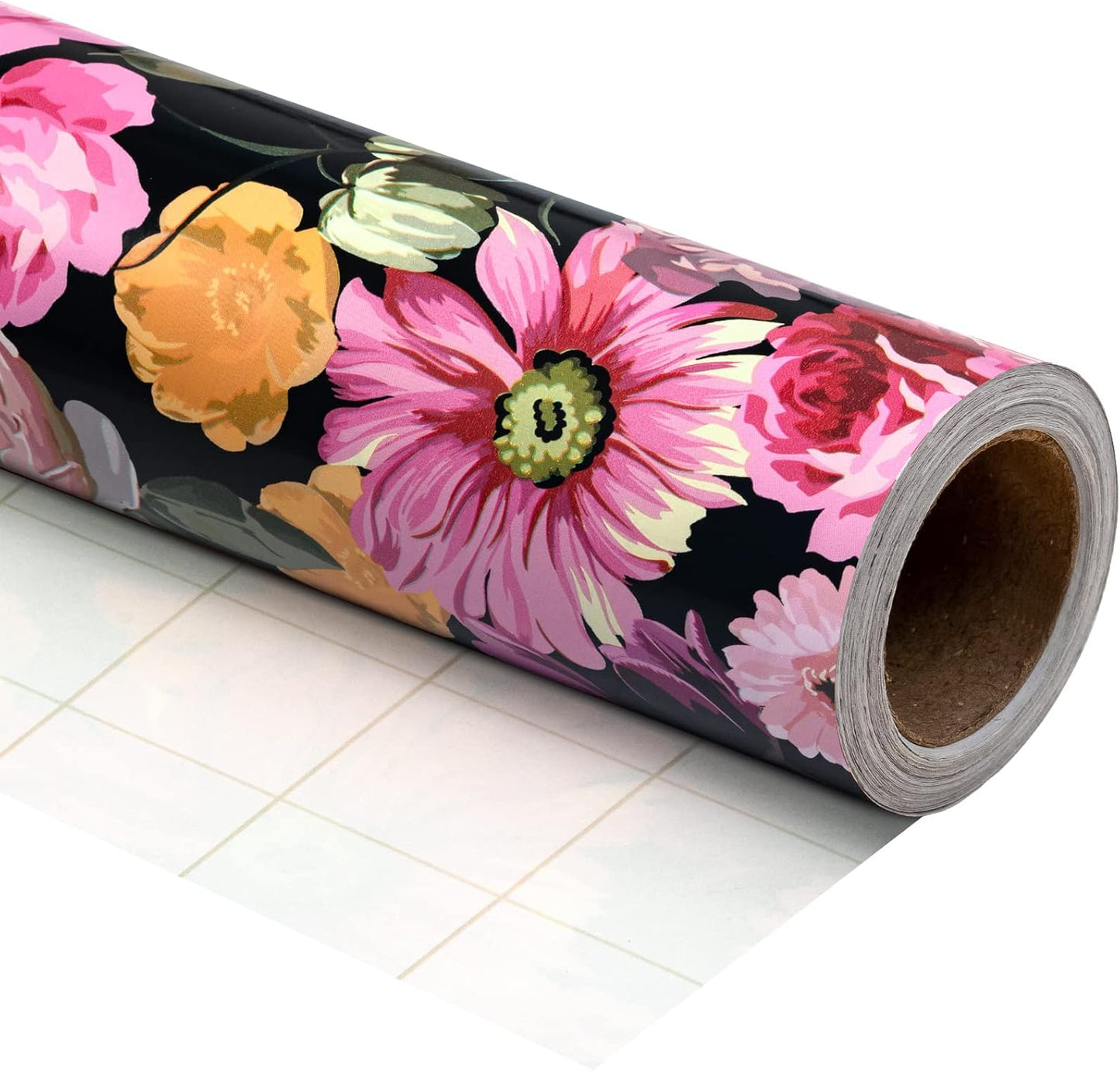 WRAPAHOLIC 30 Inch Jumbo Reversible Floral Wrapping Paper - 30 Inch X 33 Feet - Colorful Floral Design for Birthday, Mother's Day, Wedding, Baby Shower, Bridal Shower
