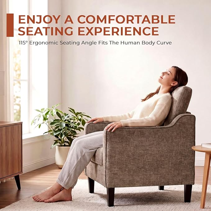 TLSUNNY Mid-Century Accent Chair, Modern Upholstered Chenille Armchair & Padded - Image 8