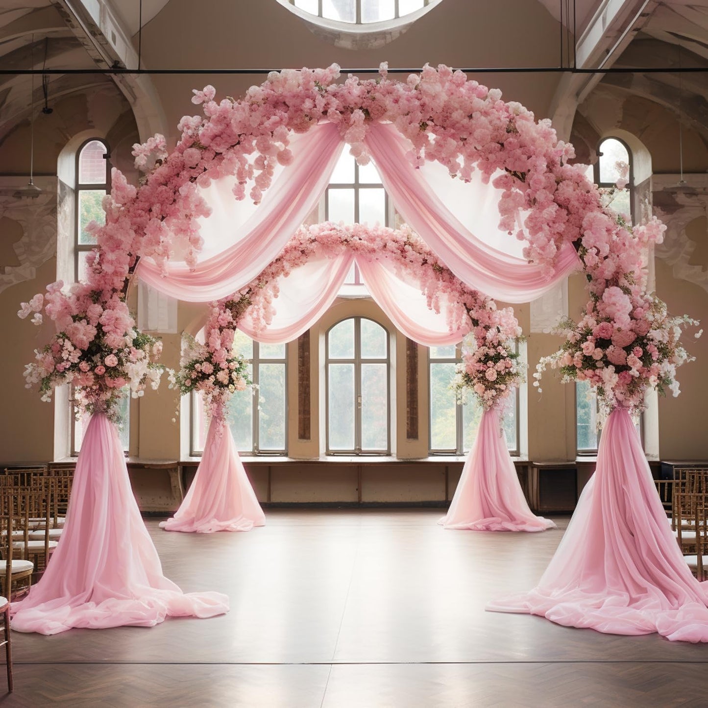 Wokceer Wedding Arch Draping 2 Panels 28.7" x 20FT Blush Pink Sheer Fabric Backdrop for Ceremony, Birthday Party, Bridal Shower Decoration