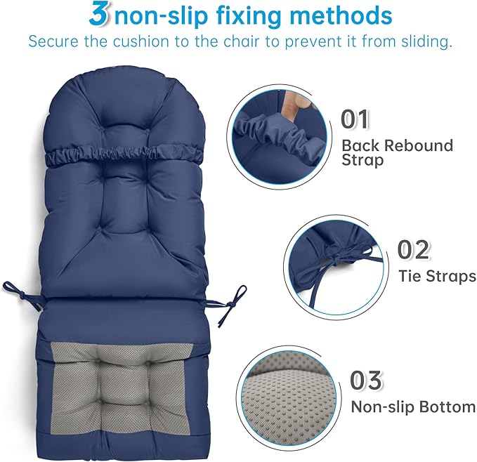 Adirondack Chair Cushion Tufted Waterproof Outdoor Rocking Chair Cushions - Image 3