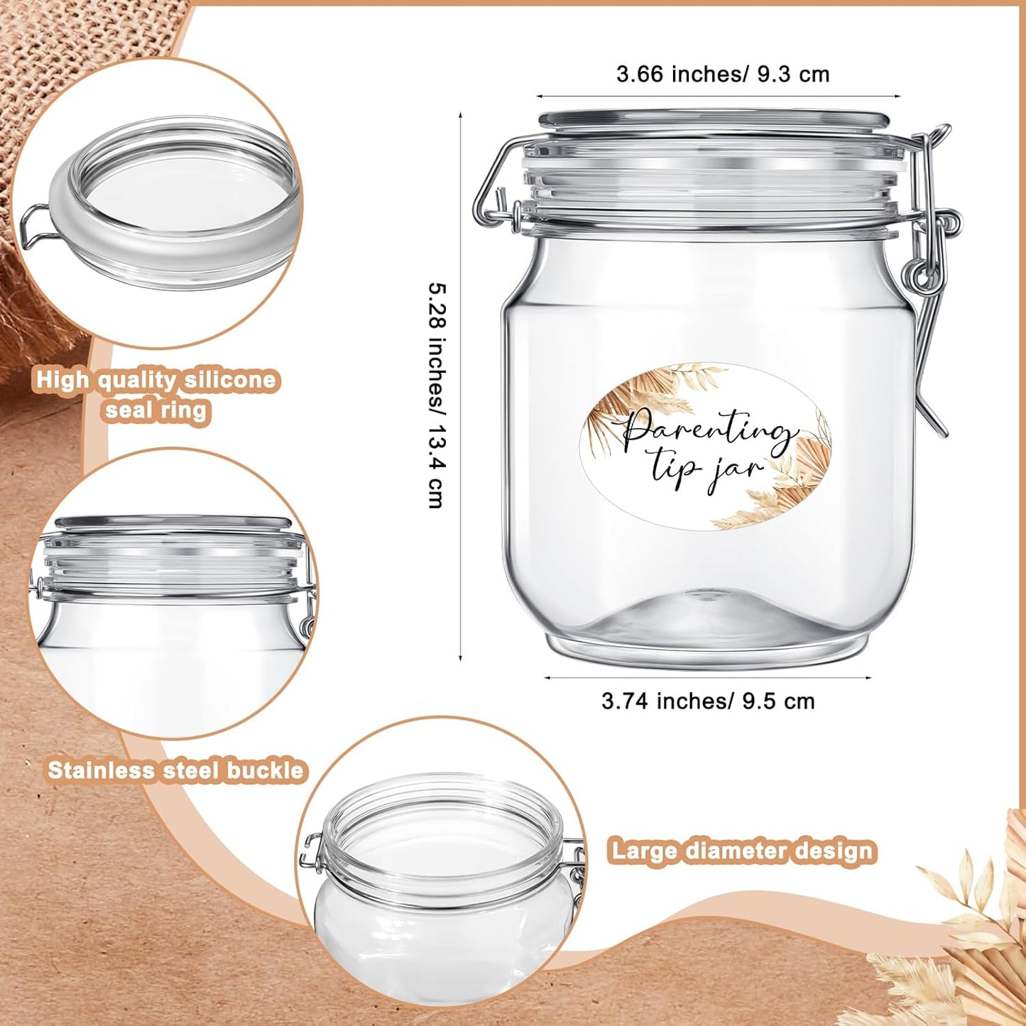 Roowest Baby Shower to Baby Advice Cards for New Parents to Be - Tip Jar Sign for New Parents 60 Parenting Advice Cards 10 HB Pencils 2 Cute Stickers 1 Pet Bottle for Guests Games(Boho)