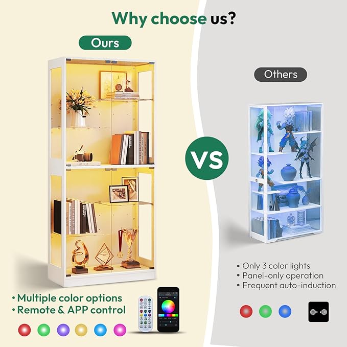 Lamtor 69-inch Glass Display Cabinet – Curio Cabinet - Image 3