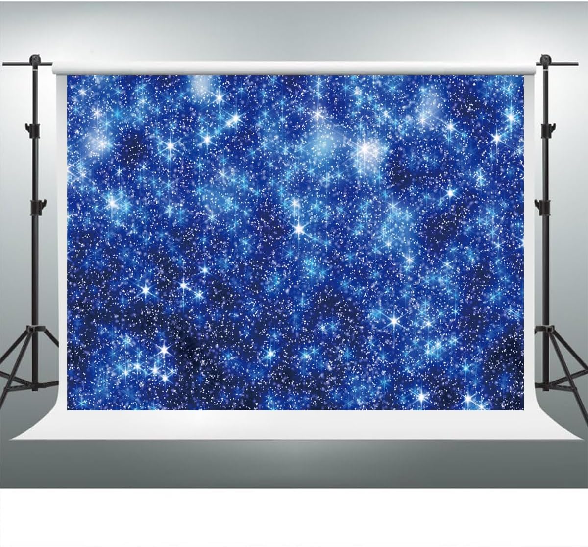 YongFoto Blue Glitter Backdrop 10x6.5ft Silver Light Spots Navy Blue Sequin Bokeh Photography Background Birthday Bridal Shower Wedding Photography Background Party Banner Decor Portraits Photoshoot
