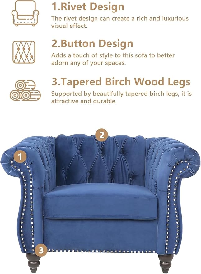 Mid-Century Sofa Chair, Velvet Accent Chair - Image 4