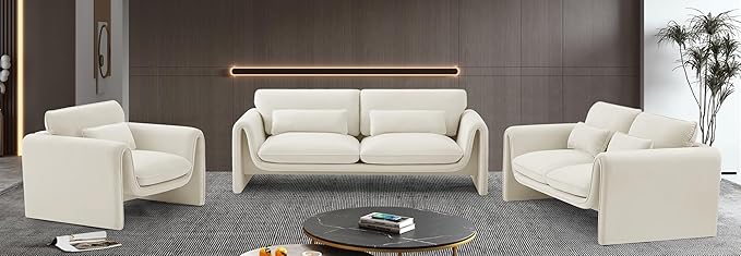 Meridian Furniture 199Cream-C Sloan Collection Modern | Contemporary Velvet - Image 16