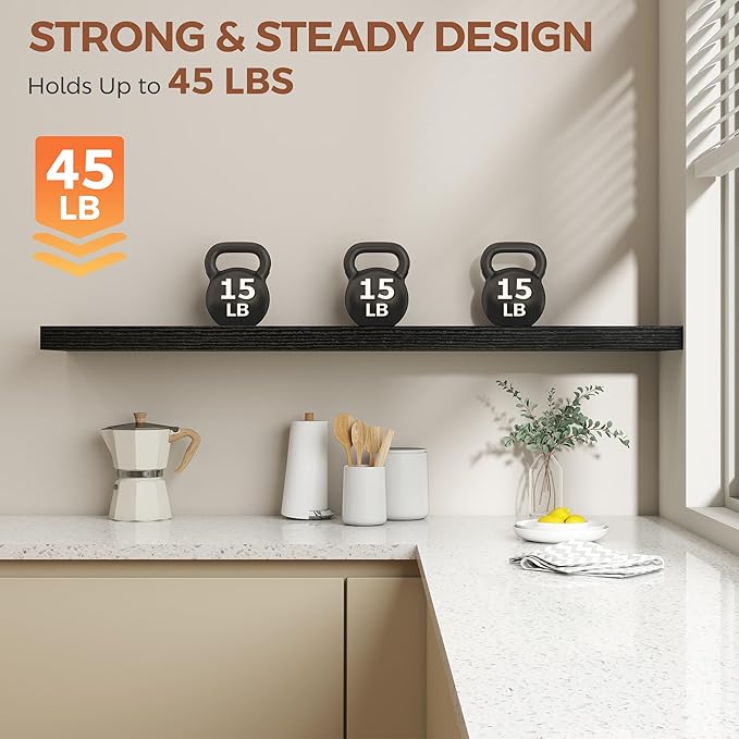 Dreamland 55 Inch Black Floating Shelves - Image 4