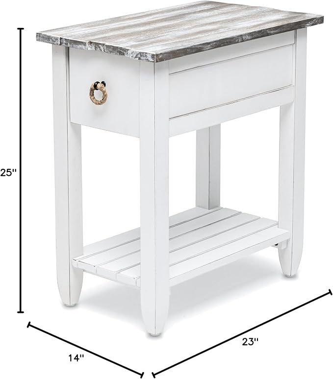 Sea Winds Trading Picket Fence Chairside Table Kiln-Dried Solid Wood Distressed - Image 3
