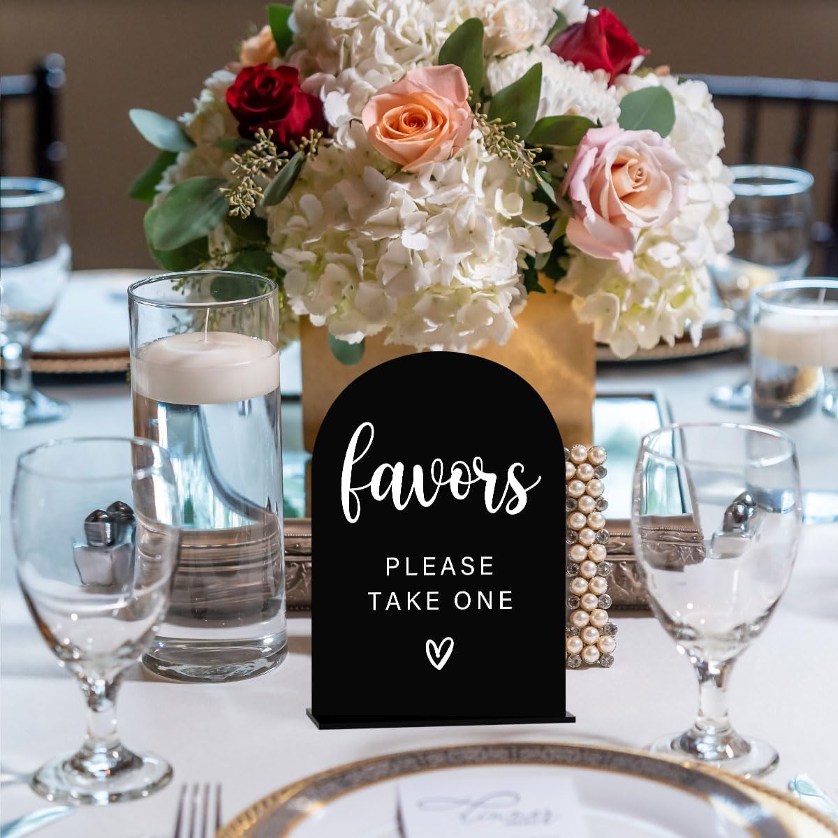 Acrylic Wedding Sign, Bridal Shower Decorations, Favors Please Take One Sign for Ceremony, Modern Font Table Signs, Acrylic Table Top Signs for Wedding Reception and Event Party (Black)