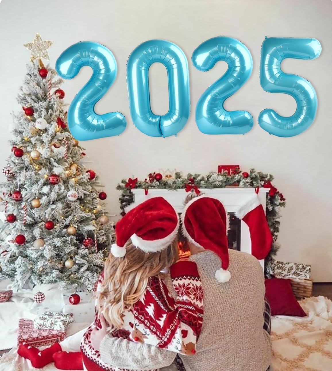 Pearlescent Blue 2025 Number Balloon, 40 Inch Foil Number 2025 Bluefoil Balloons, Happy New Year Eve Party Supplies Balloon Christmas Graduations Birthday Decoration