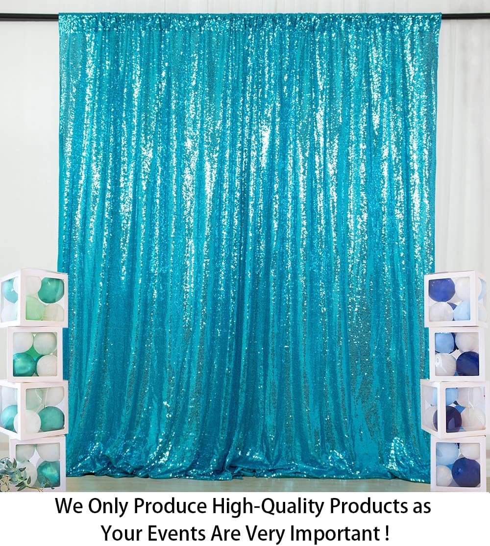 ShinyBeauty Turquoise Sequin Backdrop 10FTx10FT Photo Backdrop for Wedding Aqua Sparkle Drapes for Photograph Glitter Curtain for Shimmer Fabric Background
