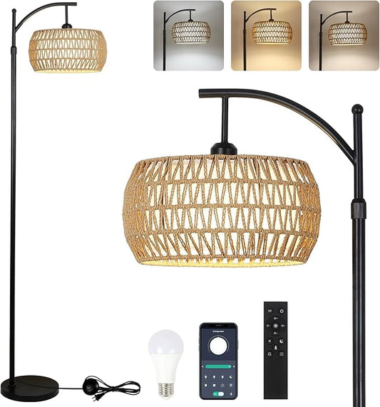 Arc Floor Lamp with Remote Control, Dimmable LED Floor Lamp with 3 Color by EYASSI