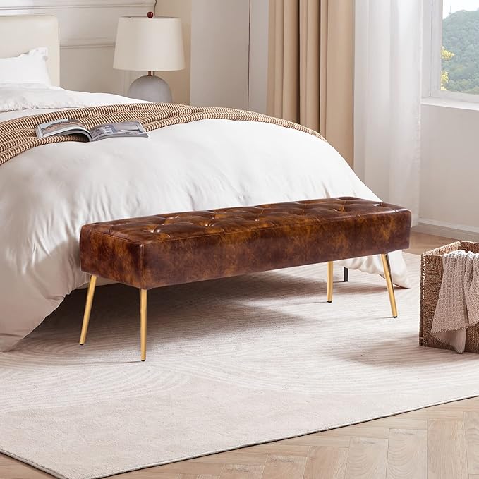 DUHOME Button-Tufted Ottoman Bench, Upholstered Bedroom Benches - Image 4