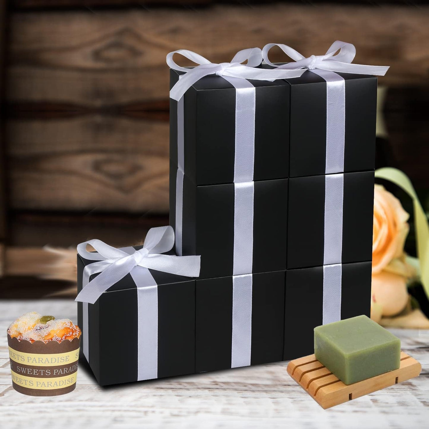 Black Gift Boxes 5x5x5, 30 Pack Paper Gift Boxes with Lids for Gift, Bridesmaid Proposal Box, Cupcake Boxes, Gift Box for Wedding, Birthday, Groomsmen Proposal, Gifts, Packaging, Present