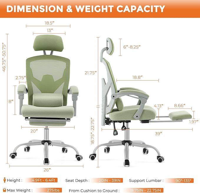 Sweetcrispy Office Computer Desk Chair Set of 2, Ergonomic High-Back Mesh - Image 3