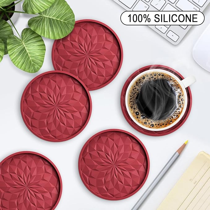 ME.FAN Silicone Coasters with Holder, Drinking Coasters - Image 2