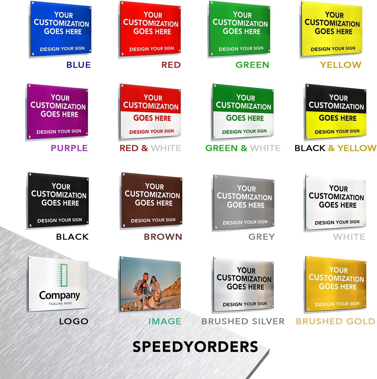 Custom Metal Business Signs, Personalized Aluminum Signs - Waterproof, White (Green Background, 14x10 In)