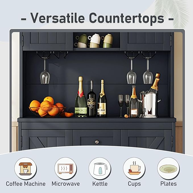 VilroCaz Farmhouse Freestanding Kitchen Pantry, Coffee Bar Cabinet Kitchen - Image 6