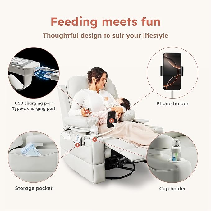 MAMAZING Lullapod Power Nursery Recliner Rocking Chair, Triple Motor Power - Image 7