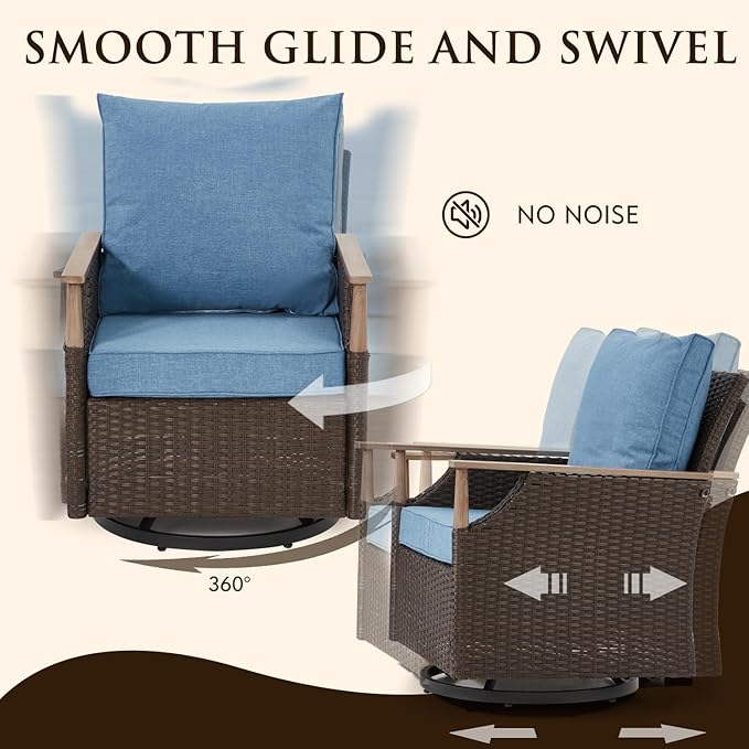 MELLCOM Patio Furniture Set, Weather Resistant Olefin Fabric - Image 3