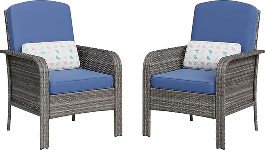 Garvee 2 Pieces Patio Furniture Set, Outdoor Wicker Chairs of 2, All Weather by Garvee