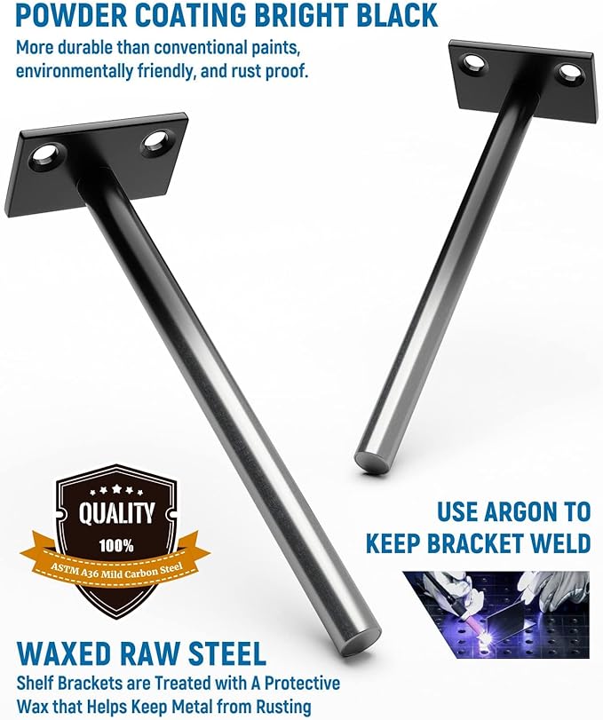 LEOPO 12-Pack 10 inch Floating Shelf Brackets, Hidden Shelf Bracket - Image 4